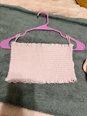 Garage Pink Smocked Tube Top